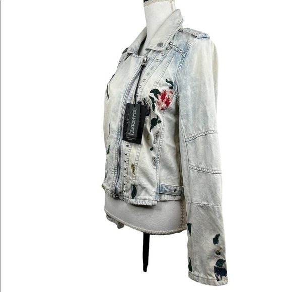 BLANKNYC Embroidered Floral Design & Studded Denim Jean Jacket - Picture 4 of 12